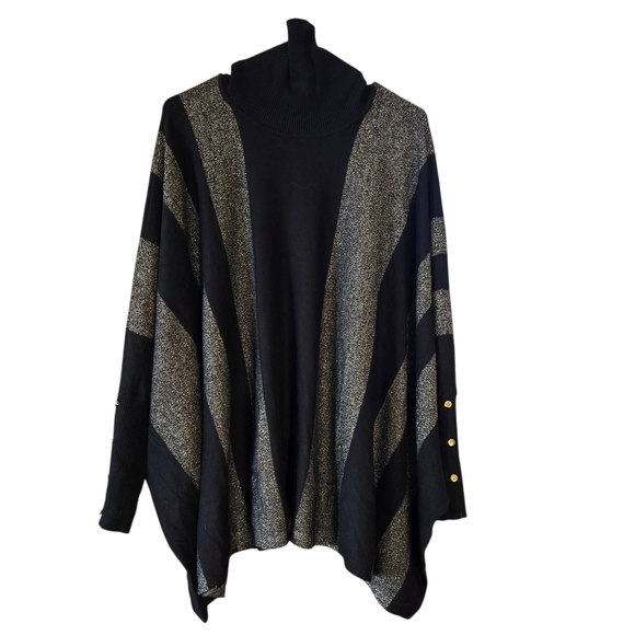 PLUS SIZE******JM Collection Black and Gold Cowl Neck Sweater - Picture 1 of 12